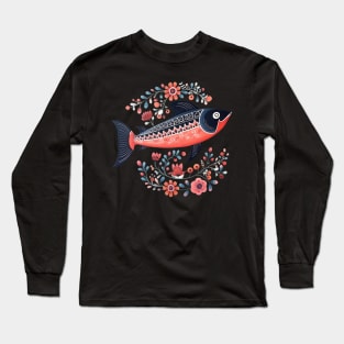 A Cute Salmon Scandinavian Art Style Long Sleeve T-Shirt